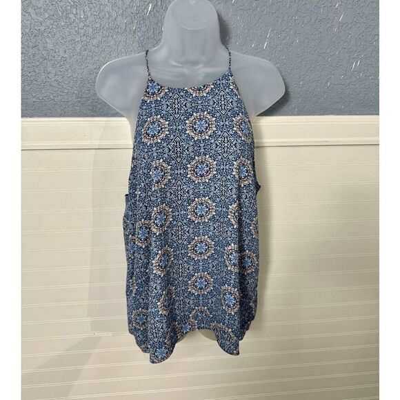 Anthropologie Paper Crane Women’s Sleeveless Flowy Printed Blouse Blue - Picture 3 of 6